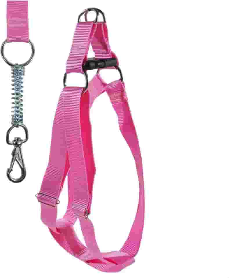 Peitoral Americano com Guia para Cães Grandes, Rosa Ajustável com Mola Anti-Puxão