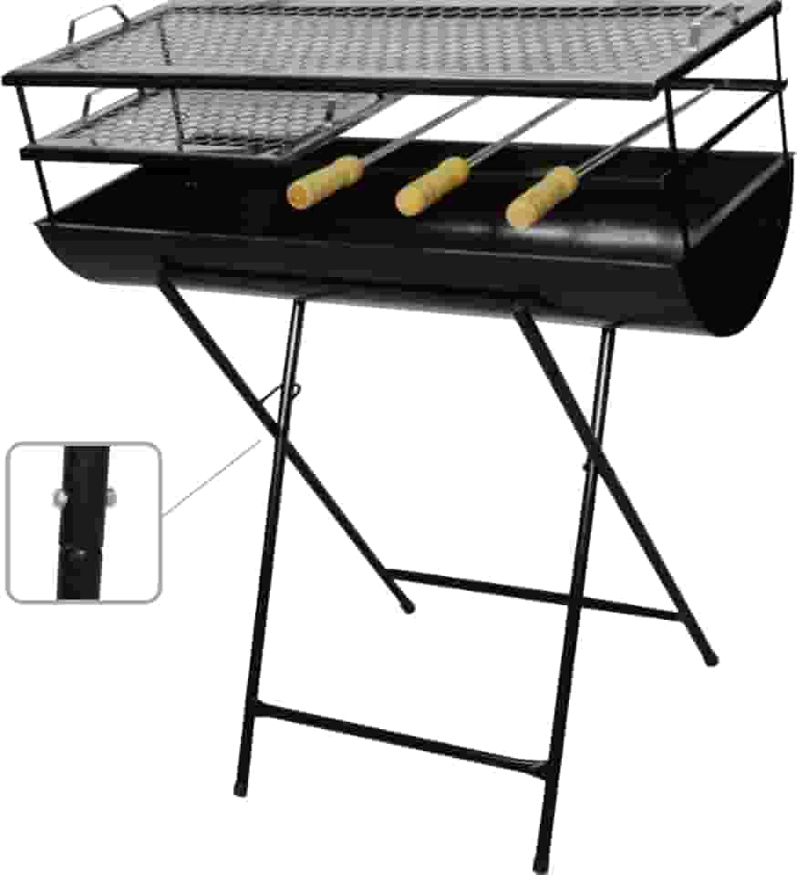 Churrasqueira Espetinho nº2 com 2 grelhas e 3 espetos - Aço carbono