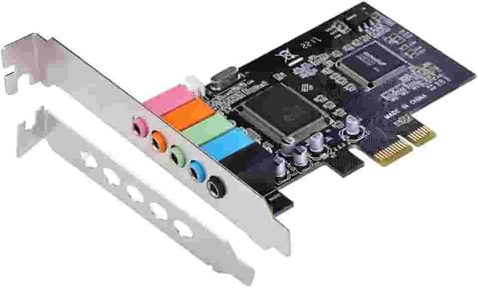Placa de som PCIe para PC Windows, placa de som interna 5.1 com suporte de perfil baixo, placa de áudio PCI-e estéreo 3D, chip CMI8738 de 32/64 bits para Windows 7/8/10