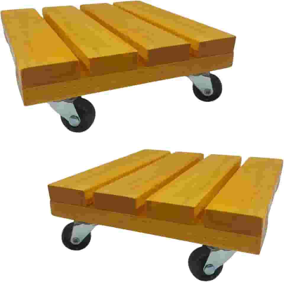 Kit 2 Suportes Base Vaso Plantas Madeira Rodinhas 20cm.