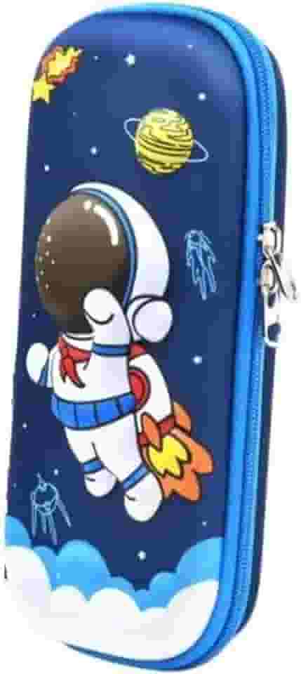 Estojos Infantis, Estojo Escolar com Design de Astronauta 3D Com 2 Divisórias, Escolar para Canetas para Escola, Meninos e Mulheres (Azul)