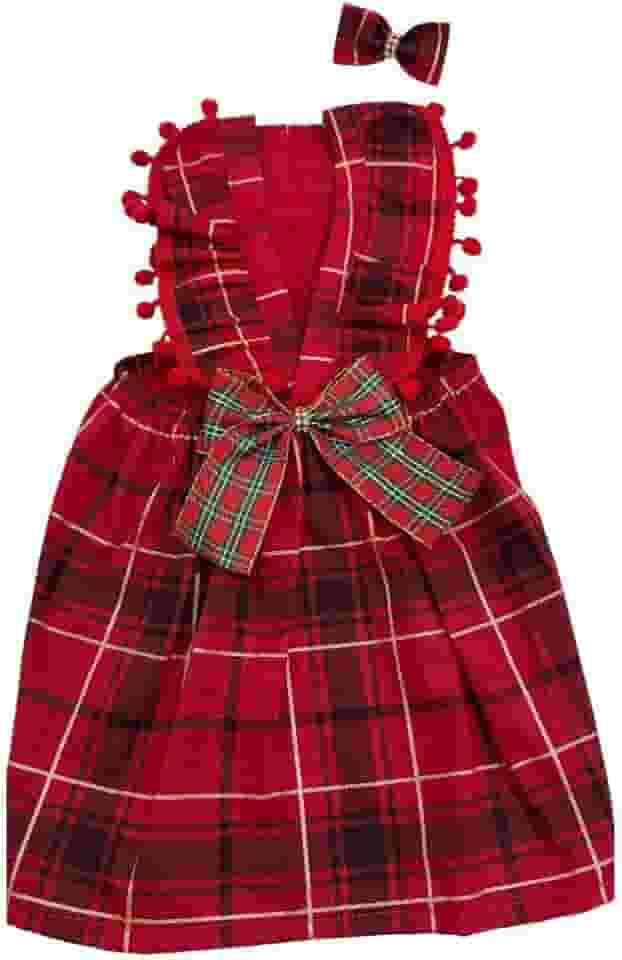 CONCEPT PET Vestido de Natal Xadrez Vermelho para Pet, Laço com Strass, 100% Poliéster, Moderno, Tamanhos PP-GG, 25 x 19 x 3 cm (M)
