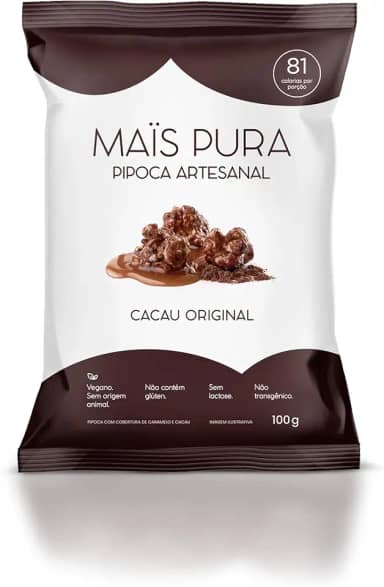 Mais Pura Pipoca Artesanal Maïs Pura Sabor Cacau Original 100G