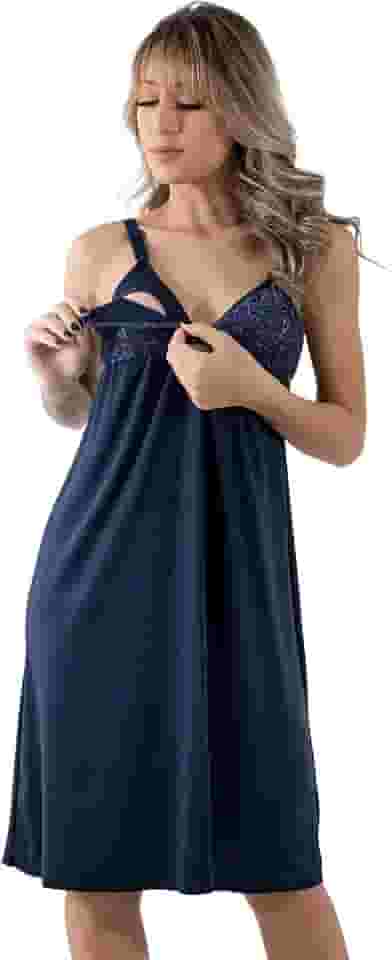 Camisola Amamentação Com Click Abertura Feminina Amamentar Longa