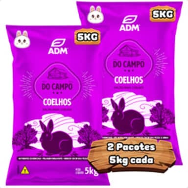 Kit 2 un 5kg DO CAMPO COELHOS Ração Para Coelhos
