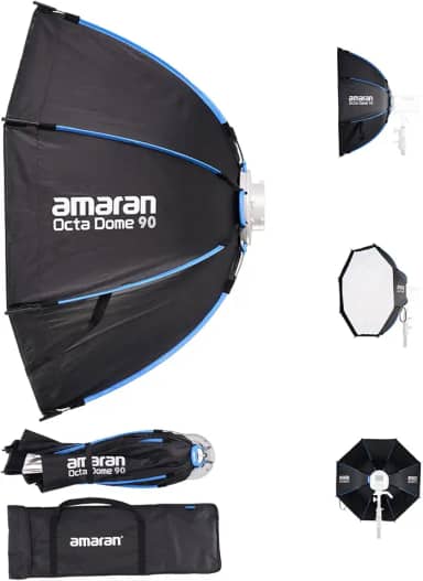 Amaran Octa Dome 90, 90 cm, suporte octogonal dobrável para retratos, entrevistas e fotografia no local, com difusão, grade de controle de luz e bolsa de transporte