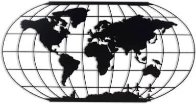 Painel Mapa Mundi Minimal 43x85cm, Mural Magnético, Quadro Metálico, para fixar Fotos, Recados - Geguton