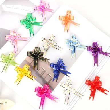 Laço Pronto, Laço Fácil, Laço Mágico Para Presente Com Fio - Tamanho 12 (P) - Kit com 100 Unidades (Sortido)