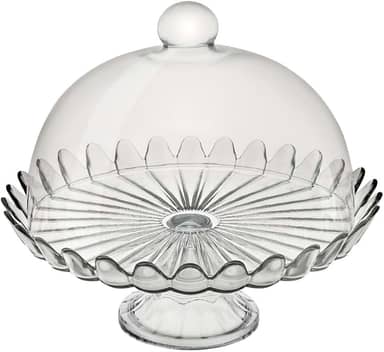 BOLEIRA DE VIDRO PÉTALAS DE JASMIN COM PÉ 24CM