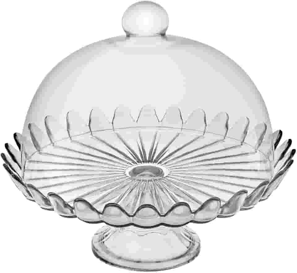 BOLEIRA DE VIDRO PÉTALAS DE JASMIN COM PÉ 24CM