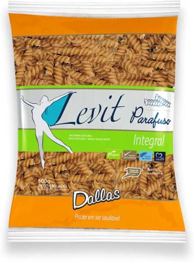 Levit Macarrão Massa Fusilli Parafuso Integral 500G