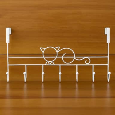 Suporte de Porta com 7 Ganchos em Ferro Preto Fosco – Cabide Organizador Multiuso para Roupas, Toalhas, Bolsas | Ideal para Quartos, Banheiros, Lavabos e Entrada da Casa (Branco)