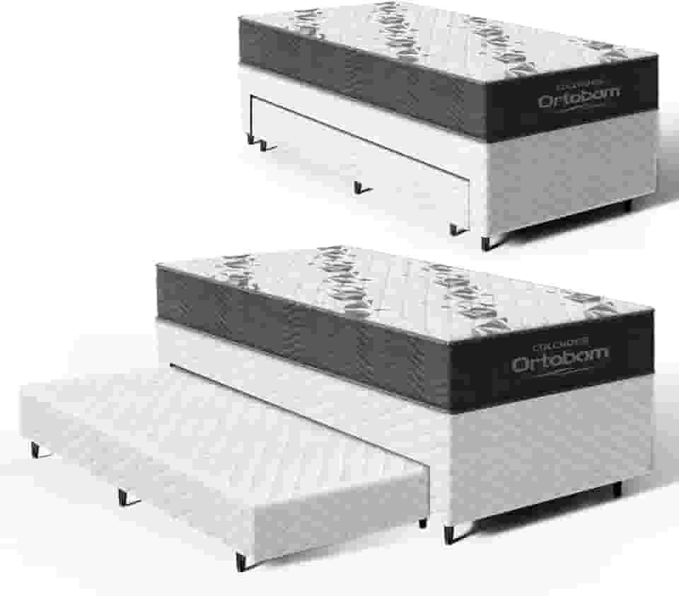 Cama Box com Colchao de Espuma D33 Ortobom Airtech 100 + Auxiliar de Espuma Unique Solteiro 88cm