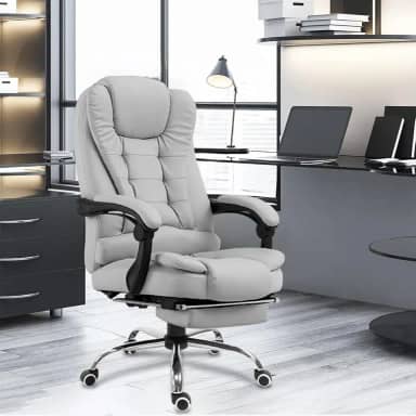 Cadeira De Escritório, Cadeira De Com Apoio Para Os Pés E Encosto Ajustável (Cinza)