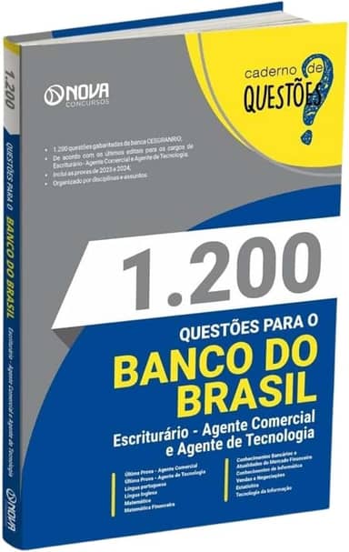 Livro 1.200 Questões Gabaritadas para o Banco do Brasil - Escriturário - Agente Comercial e Agente de Tecnologia