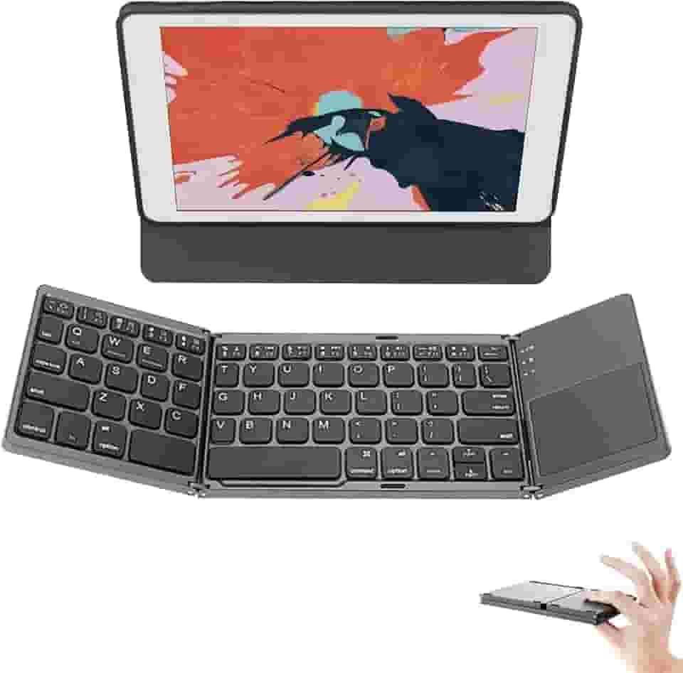 Teclado Sem Fio Dobrável Com Touchpad, Teclado De Viagem Dobrável De Bolso Recarregável Para iOS, Android, Windows