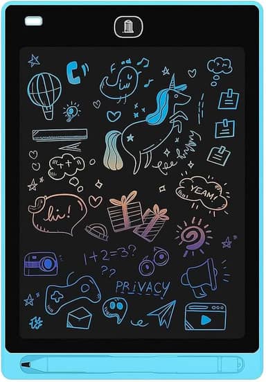 Tablet LCD Infantil 12 Polegadas, Lousa Mágica de Escrita Colorida, para Desenho e Estudo (Azul)