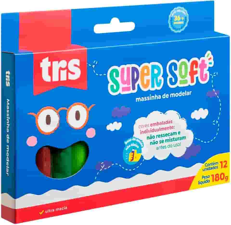 Massa Modelar, Tris, Multicor, 1 pacote com 12 massas