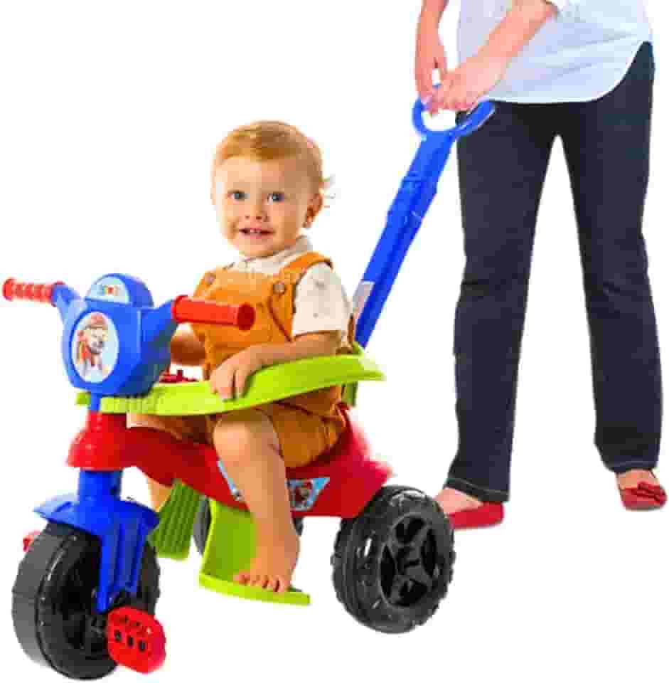 Kit carrinho de passeio infantil andador bebe didatico de empurrar com pedal haste proteção removivel totoka motoca menina menino velocipede triciclo brinquedo de atividades (Vermelho)