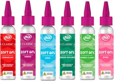 Corante Soft Gel Kit 6 Cores Intensas Essenciais Confeitaria