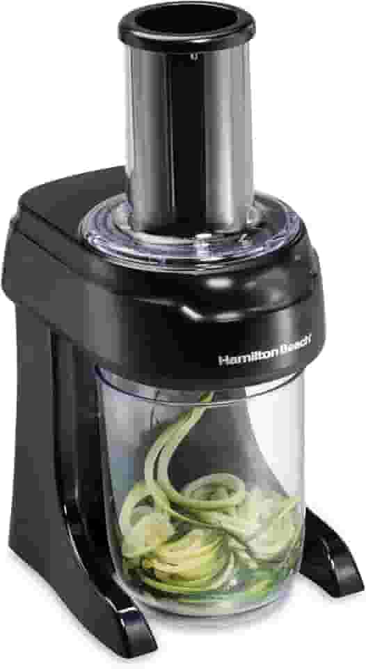 Hamilton Beach Espiralizador elétrico de vegetais 3 em 1 e fatiador com 3 cones de corte para espaguete vegetal, linguina e fitas, 6 xícaras, preto, 70930