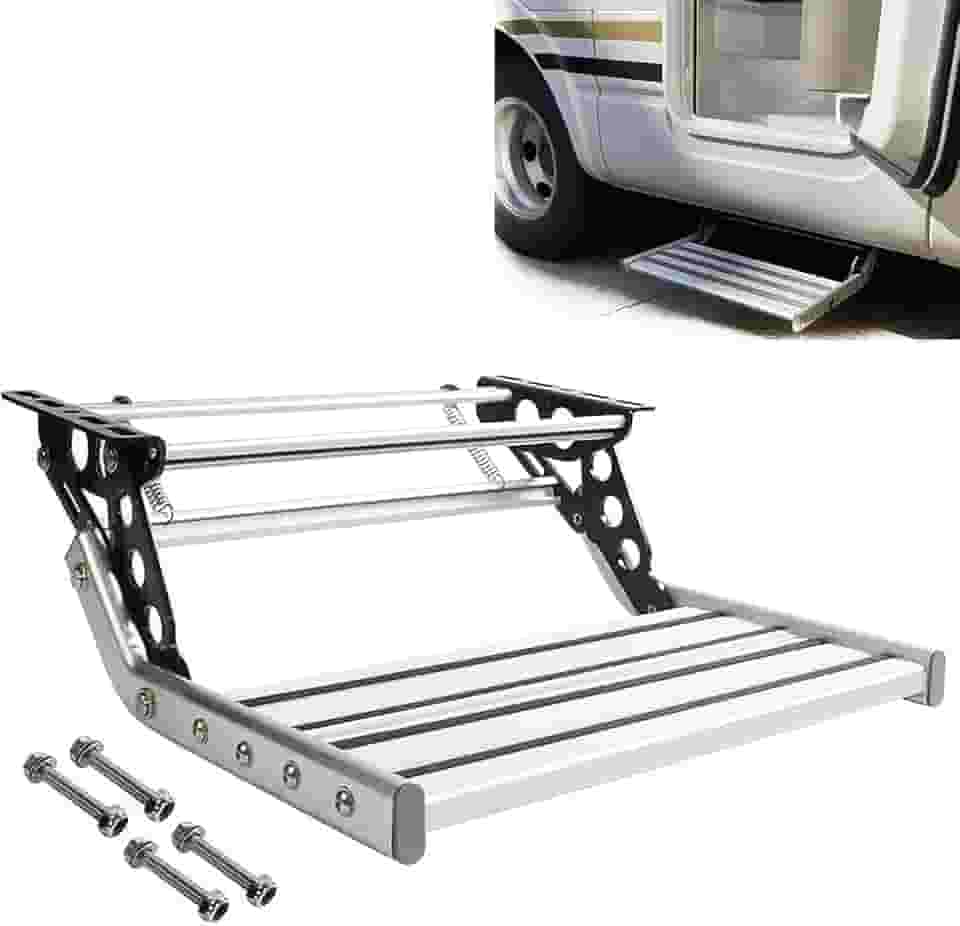 Conjunto de degraus para trailer de caminhão, escadas dobráveis manuais/elétricas automáticas, antiderrapante, capacidade de 330 libras, para trailer de viagem de motorhome de van RV (cor: