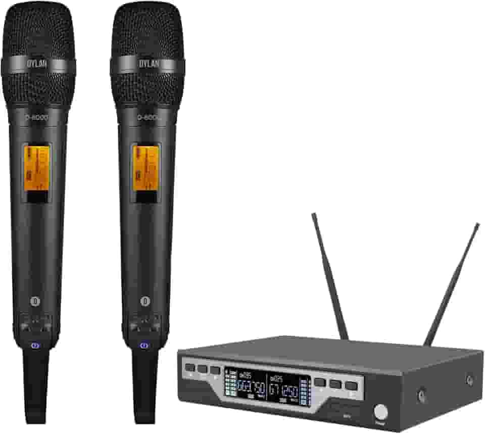 DYLAN Microfone Sem Fio D 8000S Mao Duplo Digital UHF Preto XLR
