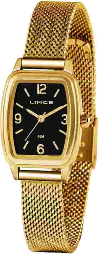 Relógio Lince Feminino Ref: Lqg4675l P2kx Retangular Dourado
