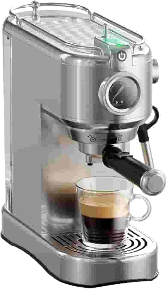 Máquina De Café Expresso - 20 Barras Com Vaporizador Leite, Para Latte E Cappuccino, Tanque Água Removível Semiautomático 1450 W 34 Oz, Aço Inoxidável