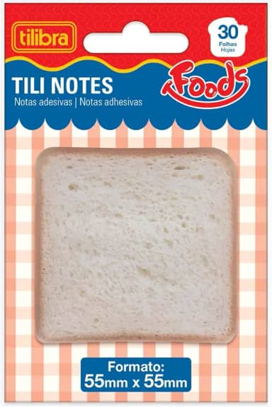 Tilibra - Bloco Adesivo Tili Notes Foods Pão - 55x55mm - 30 folhas