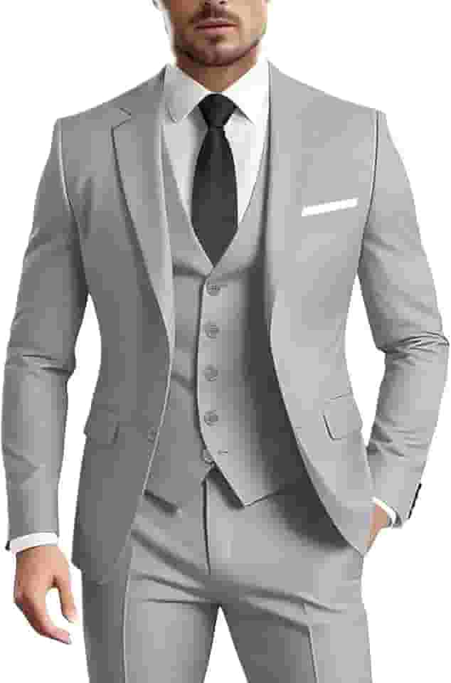 Terno masculino 3 peças slim fit formal negócios casamento 2 botões blazer colete conjunto calça smoking