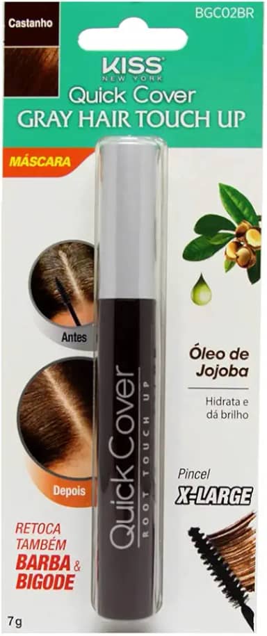 Kiss New York Retoque Capilar Gray Hair Brush-In Castanho Escuro