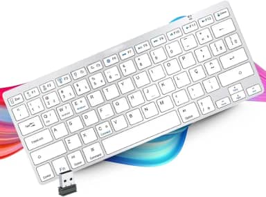 Teclado Sem Fio Bluetooth e Receptor USB 2.4GHz ABNT2 Padrão Brasileiro Com tecla 'Ç' - Teclado para Tablet e Celular, Android e iOS