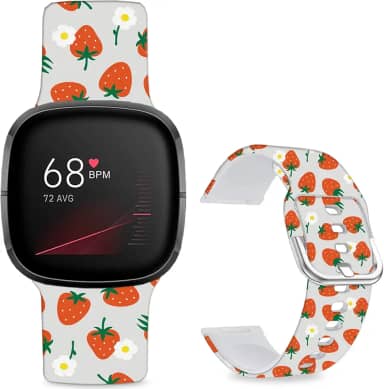 Pulseiras de relógio estampadas com estampa frontal de desenho animado compatível com Fitbit Versa 4/Versa 3/Fitbit Sense 2/Sense, pulseira de silicone macio esportivo para mulheres, homens e