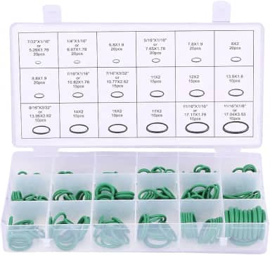 GLOGLOW Lágsel de Borracha Selas Definidas para o Compressor de Ar Condicionado Automotivo 270pcs Cheios de Elasticidade e Resiliência Substituição Direta para o Rolo Bomba Janela Auto (Verde)