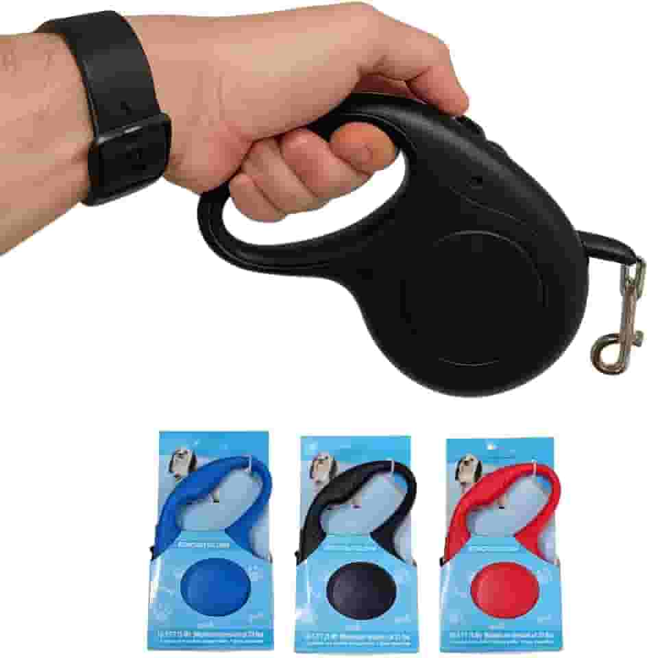 Guia Retrátil para Cachorro 5 Metros Resistente com Trava de Segurança – Suporta até 15kg – Passeio Confortável para Cães de Pequeno e Médio Porte – Design Leve e Ergonômico (Preta)