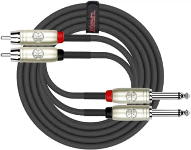Cabo Kirlin AP-403PR-06/BK - 1,8 m - Cabo de patch duplo RCA para duplo 0,6 cm