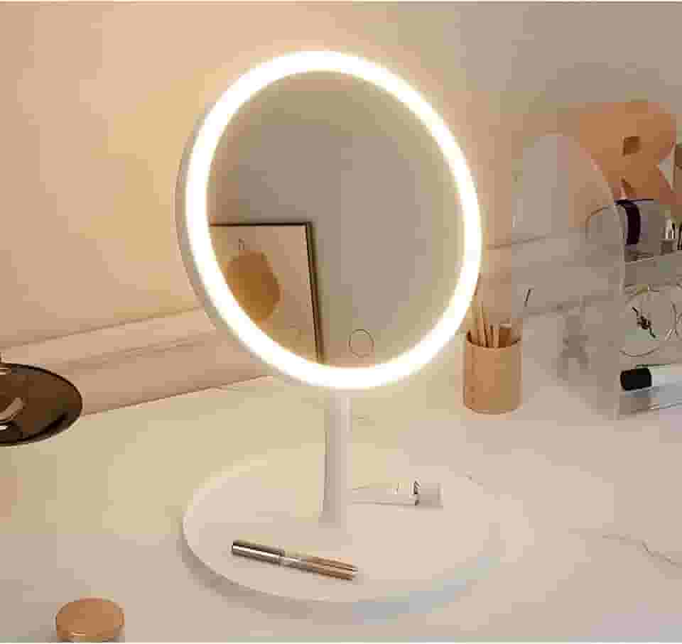 Espelho de Maquiagem com LED USB Touch Portátil - Iluminação Fria e Quente - para se maquear em Bancada - Mesa - Camarim - Cores Sortidas