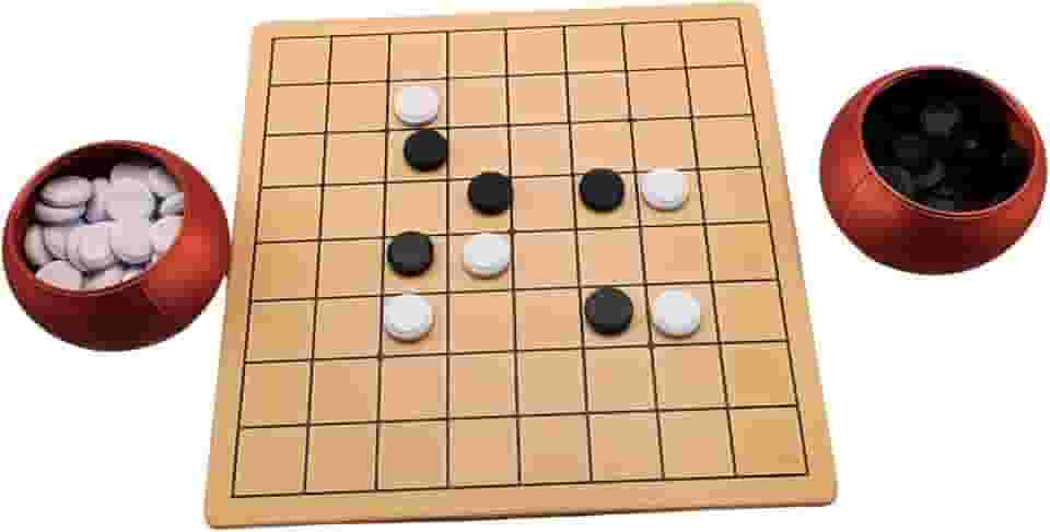 Jogo de Tabuleiro Go, 20x20 cm, Peças Pretas e Brancas, com Recipientes Vermelhos