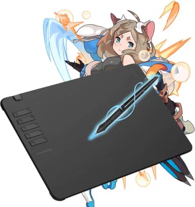 T906 Tablet de desenho gráfico, tablet de arte digital de 25 x 15 cm com caneta stylus sem bateria de sensibilidade à pressão 8192, 10 teclas de atalho, tablet ultrafino para Mac, Windows PC