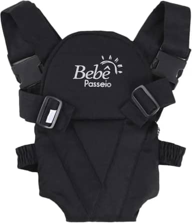 Canguru Carrega Bebê Ergonômico Passeio Suporta Até 15Kg - Preto