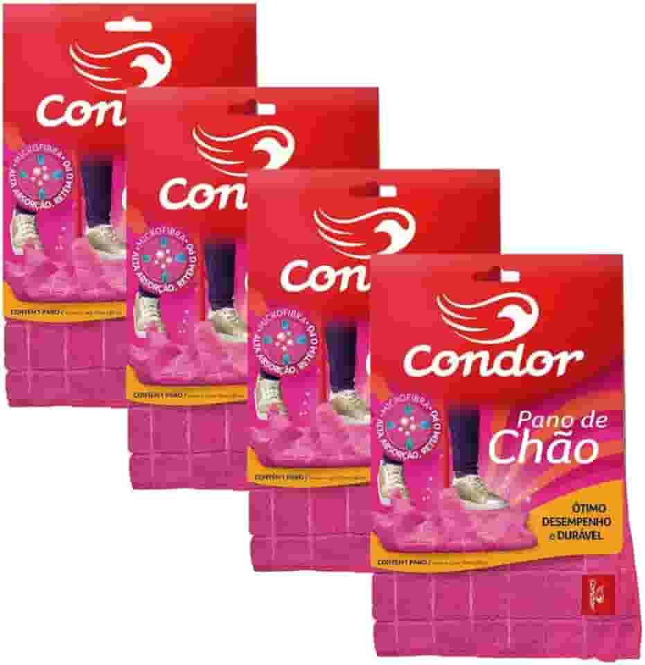 Kit 4 Panos de Chão 70x50 Grande para Limpeza Geral Pisos Janelas em Microfibra Condor 1676