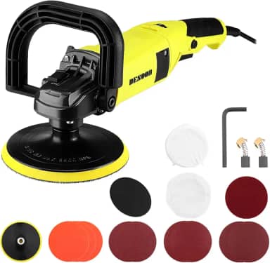 DESOON Politriz Lixadeira Rotativa 1400W 150MM Eletrica Profissional Automotiva Polidor Multifunções 220V Máquina de Lixadeira 3000RPM 6 Velocidade Variável Com Acessórios