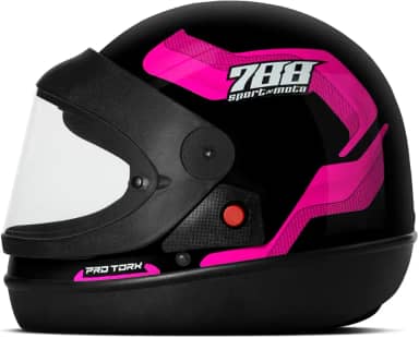 CAPACETE FECHADO PRO TORK SPORT MOTO 788 PRETO - ROSA TAM. 56