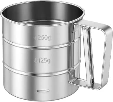 Peneira Manual em Aço Inox, Polvilhador com Gatilho para Farinha, Açúcar e Temperos