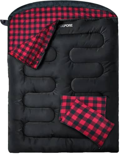 Saco de dormir duplo de flanela para adultos com 2 travesseiros, sacos de dormir para 2 pessoas, acampamento, 2GG, tamanho queen, saco de dormir para duas pessoas para clima frio