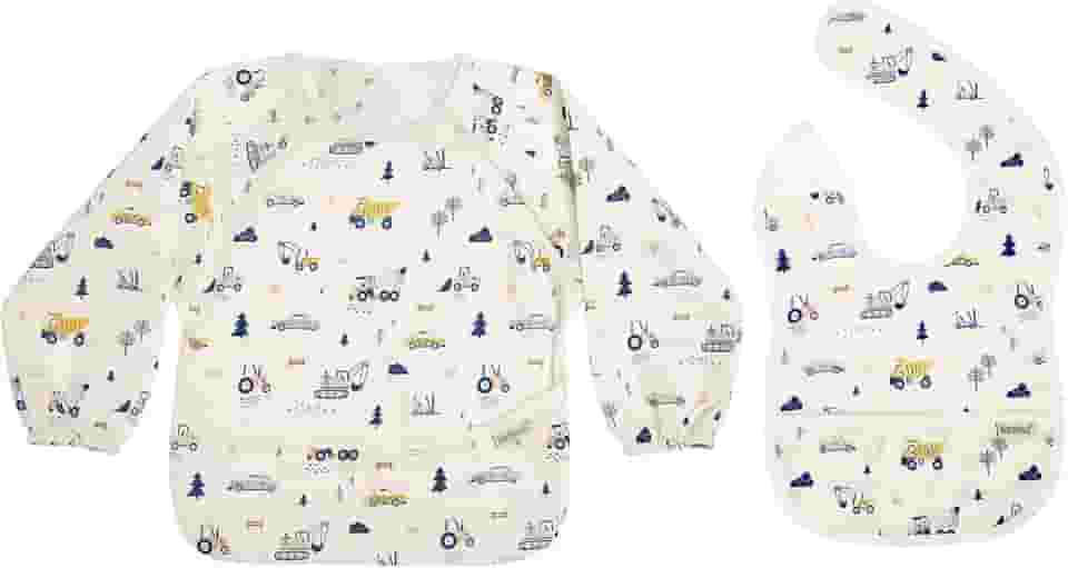 haakaa Conjunto de babador de bebê impermeável, à prova de bagunça de manga comprida e babador leve para comer, babador de alimentação infantil para desmame de bebês, lavável na máquina para 6 a 24