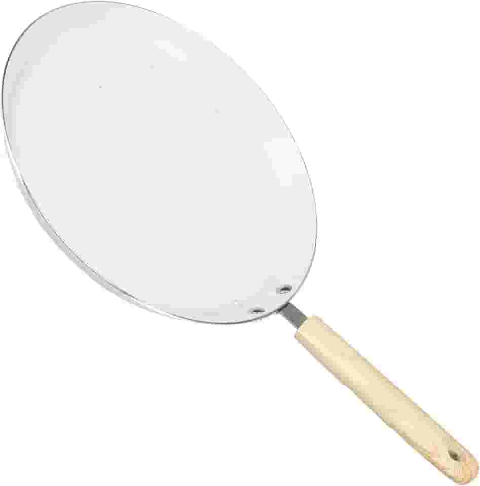 Frigideira de crepe com cabo de madeira, frigideira antiaderente de 25,4 cm para fogão, revestimento de granito, panqueca plana, sem PFOA, frigideira de tortilhas de condução de calor uniforme para
