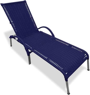 Espreguiçadeira de Fibra Sintética Regulável Julia Piscina (Azul)