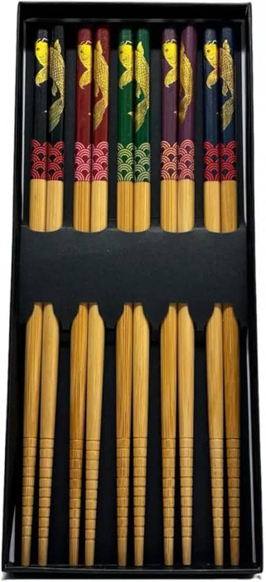 Kit 5 Pares Hashi Carpa Culinária Japonesa Reutilizável